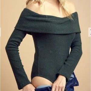 Milky way green body suit off the shoulder